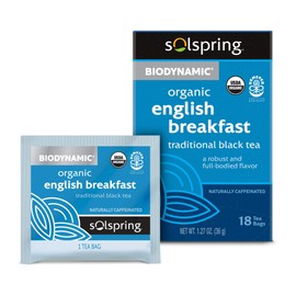 Dr. Mercola Solspring English Breakfast Tea, Full Bodied Flavor and Naturally Caffeinated, 18 Tea Bags., non GMO, Gluten Free, Soy Free, USDA Organic, Demeter Certified Biodynamic