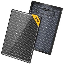 BougeRV 12V N-Type 16BB 100W Bifacial Solar Panel, 12V 100 Watt Solar Panel, for RV Camping Boat Marine Log Cabin Roof, Black Frame (1PCS)