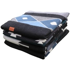 Alpaca Wool Blanket, Queen Size 100"x83", Reversible 2 in 1, Thick and Ultra Soft, Hypoallergenic, Non-Itchy, Handmade in Ecuador. Premium Alpaca Wool Thtow Blanket for Cozy Comfort. Blue