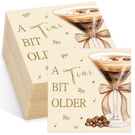 Frienda 100 Pcs a Tini Bit Older Napkins Espresso Martini Napkins Martini Party Decorations for a Tini Bit Older Birthday Decorations Bachelor Party Decorations (Brown,Coffee C Style)
