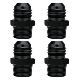 10AN Male Flare to 1/2" NPT Pipe Fitting Adapter Aluminum Straight Black, Pack of 4