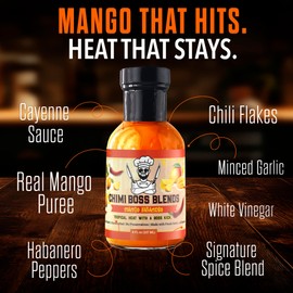 Chimi Boss Mango Habanero Sauce – Sweet-Heat Flavor Explosion for Tacos, Chicken, Pizza & More – 8 fl oz Bottle – Small Batch, USA Made, No Fillers