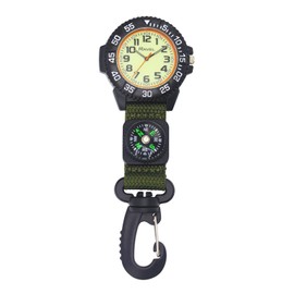 Ravel - Nylon Clip-On Carabiner Watch with Compass and Glow in The Dark Dial - Analogue Quartz - R1108.11 - Green