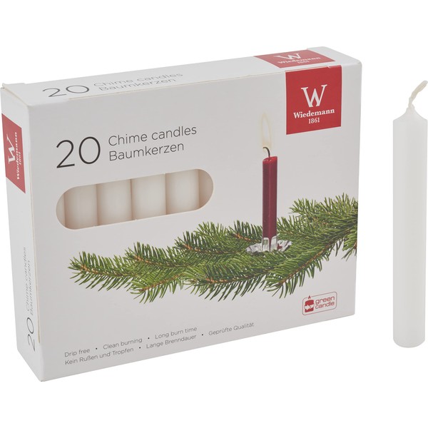 Christmas tree candles 96 x 13 mm, 20 Candles, White