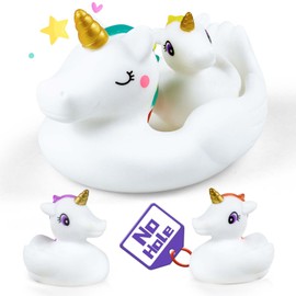 KidBloom No Hole Bath Toy, Mildew Free Bath Toy Baby, 4 Pieces Unicorn Water Toys for Children