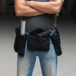 MAUK® Tool Belt for Garden & Workshop, Tool Apron with 6 Pockets and Large Bum Bag, Black