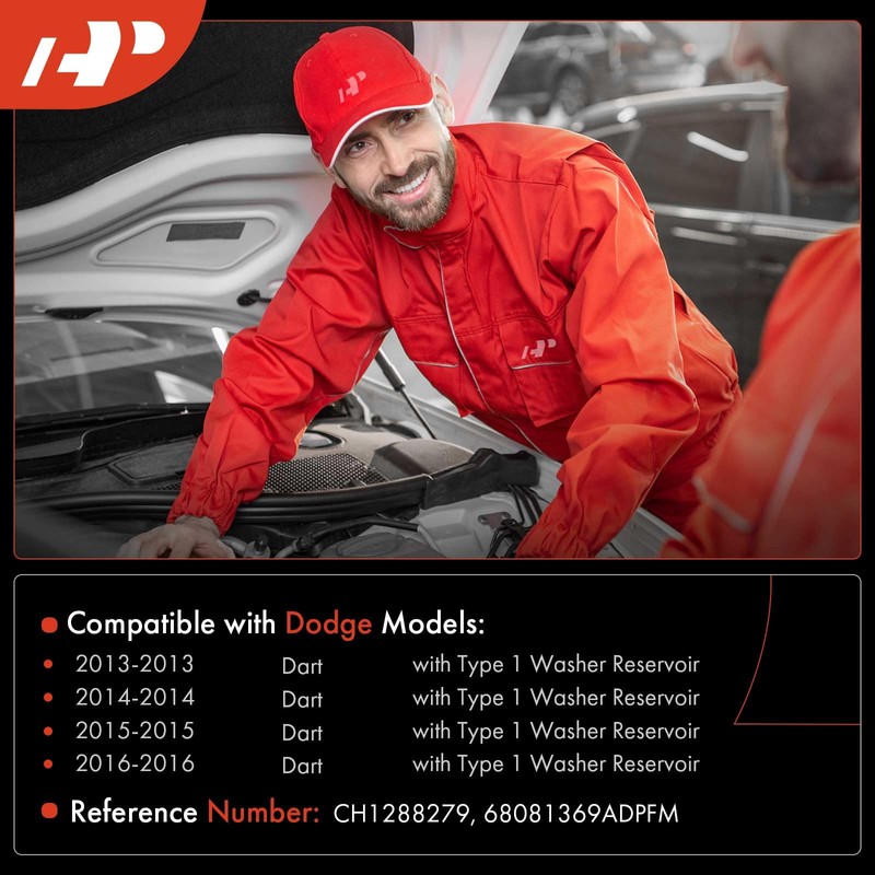 A-Premium Windshield Washer Reservoir Tank Assembly Compatible with Dodge Dart