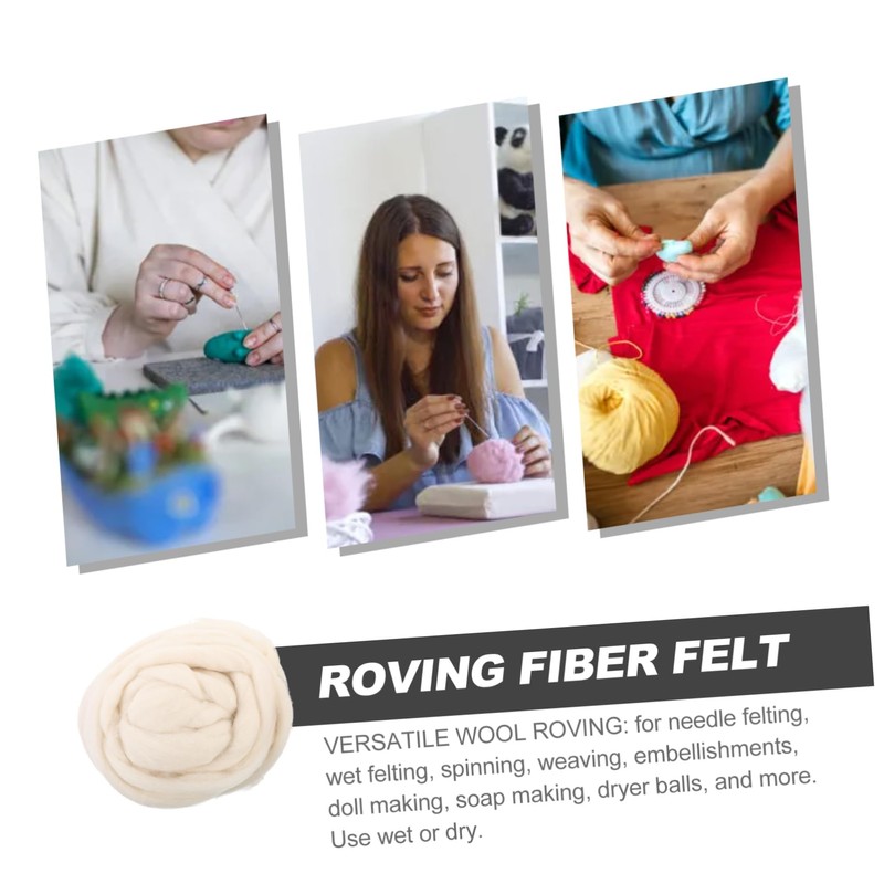 VILLFUL Natural Roving Wool Fiber for Needle Felting Soft Felting