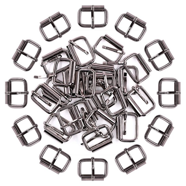 Swpeet Lot de 60 boucles à rouleau en métal multi-usages de 25 mm pour ceintures, sacs, bagues, porte-clés, ceintures et laisse de chien