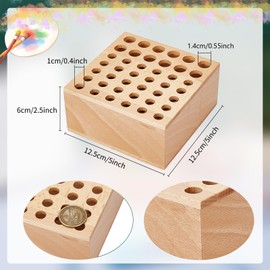twinklemon Beechwood Paint Brush Holder 42 Holes Paint Brush Storage Organizer Paintbrush Holder Organizer Wooden Block Pencil Holder for Makeup Brushes Pens and Art Tools