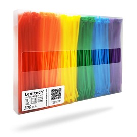 Cable ties, nylon with good toughness, weather resistance, heat resistance, 6 colors (5.9 inches (150 mm), 300 pieces)