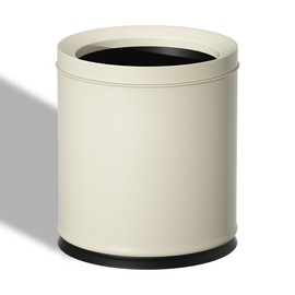 YOJIA 2.6 Gallon/10L White Trash Can,Open Top Metal Waste Basket, Modern,Elegant Garbage Can,Under The Table Trash Bin,for Bathroom,Bedroom,Living Room,Kitchen,Office,Bank,Cafe(White 10L)