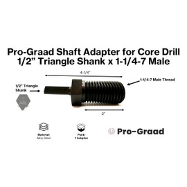 Pro-Graad Shaft Adapter for Core Drill Hole Saw, 5/8"-11 Female Thread to 1-1/4"-7 Male Thread, for Use with Diamond Hole Saw & Diamond Core Drill Bits