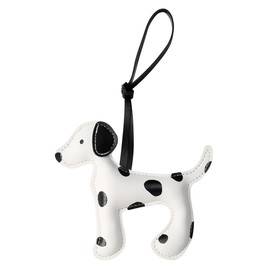 Fuerxy Dalmatian Bag Charm, Cute Dog Charm for Purse Handbags Bag Accessories Faux Leather Animal Ornament Dachshund Gifts for Women (White)