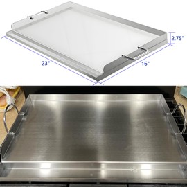 Cooking Griddle Plate for BBQ Grills, 23" x 16" Universal Stainless Steel Pre-Seasoned Nonstick Coating Griddle Pan Flat Top Grill Plate with Extra High Sidewalls for 4 Burner Range Oven