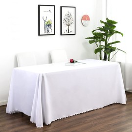 CIEEIN CIEHT Polyester Table Cloth Desk Table Linen Coffee Table Kitchen Table Cover Party Wedding Table Cloth White 140 x 200 cm