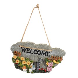 FRCOLOR Garden Welcome Sign Home Decor Display Present Show Hanger Outside Retro Dish Welcome Hanging Tag Welcome Hanging Sign Resin