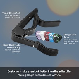 WINGO WINGO Guitar Capo for Acoustic and Electric Guitars with 5 Picks for Free, Black.