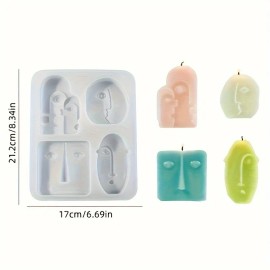 Diy4 Abstract Face Candle Silicone Mold Art Style Gypsum Candle Holder Decoration Home Decor Drop Glue HandicraftColor: White, Size: as photo