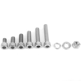 Tornillos Tuercas Juego de arandelas M3 / M5 / M6 / M8 SS304 Tornillos de cabeza hexagonal de cabeza de acero inoxidable Tornillos con arandelas de tuerca hexagonal Surtido(Set C)