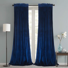 Roslynwood Velvet Curtains 2 Panels Set, Thermal Insulated VelourRod Pocket Drapes for Bedroom and Living Room (52 x 84 inch, Royal Blue)