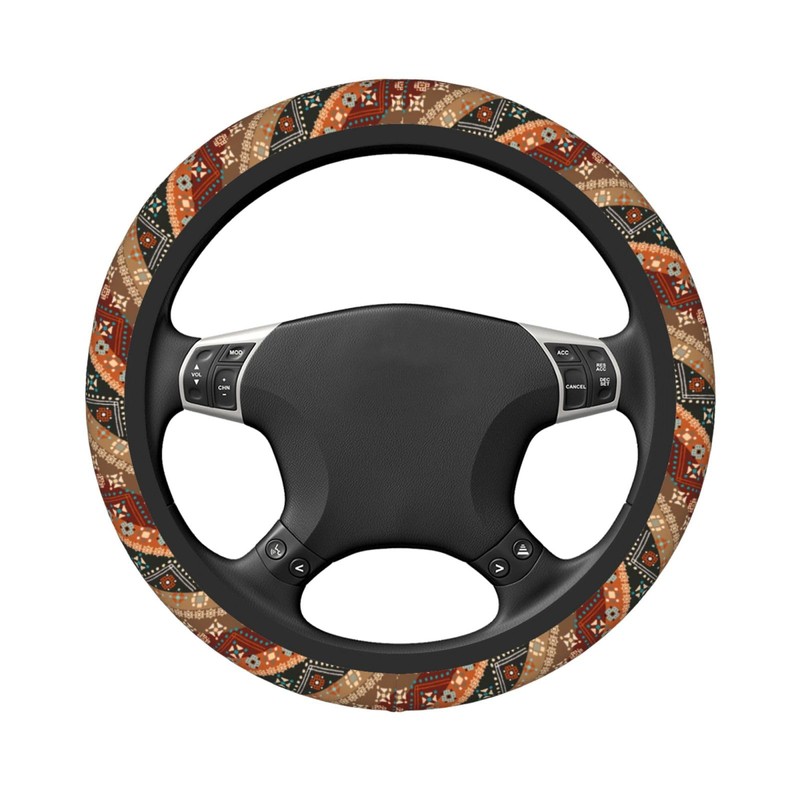 Boho Steering Wheel Cover Women Men Flower Elastic Stretch Soft