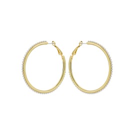 Ted Baker Perla Large Pearl Hoop Earrings For Women (Gold/Pearl)