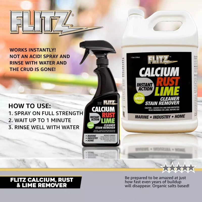 FLITZ Instant Calcium Lime and Rust Remover 16oz/473ml TWO PACK