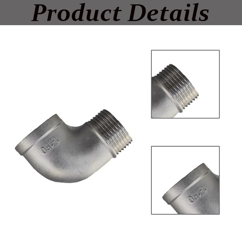 1Pcs Stainless Steel Elbow Pipe Fitting, 90 Degree Elbow 3/8