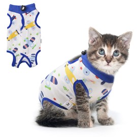 HACRAHO Recovery Suit for Cat, 1 PCS Cat Surgery Protective Shirt with Drawstring Breathable Cat Wound Surgery Recovery for Cats and Puppies, M