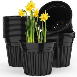 50 Pcs 5 Gallon Planter Nursery Pots, Seed Starting Pot Plastic Flower Seedling Pots with Drainage Holes Flexible Plant Container for Indoor Outdoor Garden Lawn Yard Plants Seedlings (50, 5 Gallon)