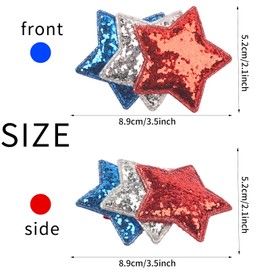 Doneace 4th of July Hair Clips Patriotic Star Hairpins for Girls Glitter Sparkly Red White Blue Sequin Star Hair Clip Independence Day Hair Accessories for Kids Baby 2PCS