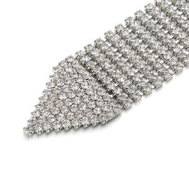 Trimming Shop Women Ladies 10 Row Belt Made of Artificial Rhinestones Silver Metal 35mm Wide Wedding Birthday Party Fashion Wear