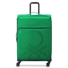 United Colors of Benetton Color Block Softside Expandable Luggage with Spinner Wheels, Green, Checked-Large 27 Inch