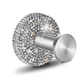 GUFONKOD BLING Hooks for Shower, Bathroom, Kitchen, Glass Door, Mirror, Tile – Loofah, Towel, Coat, Bath Robe for Hanging up to 15 lbs – Polished Chrome, Glitter Rhinstones (Suction Cup-Silver-2 Pack)