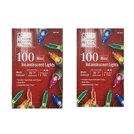 Home Accents Holiday 20 ft. 100-Lights String-to-String Incandescent Lights Mini Bulb Multi Color (2 Pack)