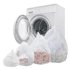 4 Pcs Mesh Laundry Bags Machine Washable Drawstring Design Travel Mesh Wash Bags for Clothes, Bed Linen, Blouse, Hosiery, Underwear (4 Size)