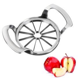 12-Slice Apple Cutter, Heavy Duty Stainless Steel Apple Fruit Corer Suitable for Cutting Apples Up to 4 Inches (Silver)