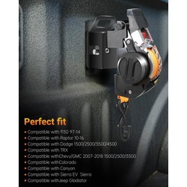Dual-Pivot Retractable Truck Bed Ratchet Straps for Ford F150 97-14, Multi-Angle Rotation Bed Mounted Retractable Tie Down Straps Compatible with f150, Dodge, Chevy, GMC, Jeep Gladiator (2Pcs)