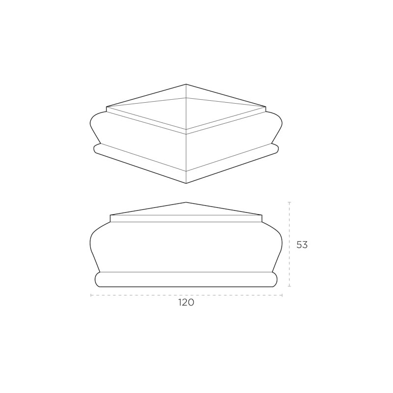 Pine Pyramid Newel Cap 90mm Full – Square Cap for