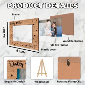 DETIHO Dad Picture Frame, Daddy and Me Picture Frames, Dad Gift from Kids, Birthday Gifts, Father's Day Picture Frames, Fit 4x6 Photo Wooden Tabletop Frame-I01