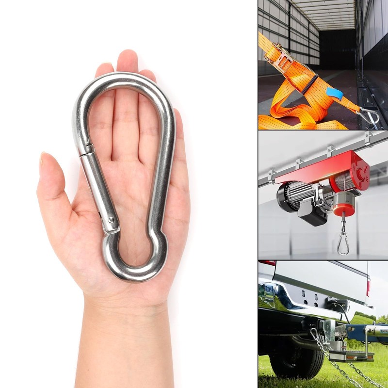 jwtyu 12x140mm Groß Karabinerhaken Edelstahl 2 Stück Edelstahl Karabiner Tragfähigkeit