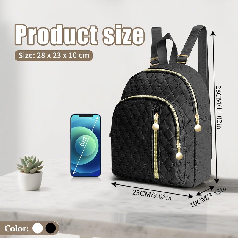AfitLulu Backpack Purse for Women, Quilted Backpack with 3 Zip