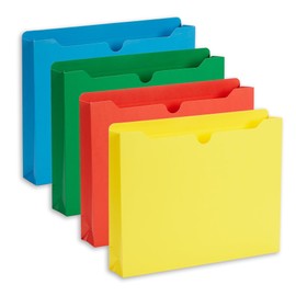 Blue Summit Supplies 2 Inch Expanding File Jacket Folders, 50 Pack, Colored Expandable File Folders, Reinforced Straight Cut Tab, Heavy Duty Expansion Pocket Files, Letter Size, Assorted Color