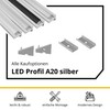 LED Aluminium Profile A20 Silver 2x End Caps