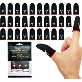 30 PCS Mobile Phone Gaming Finger Sleeves, Finger Sleeves Compatible with All Touchscreen Devices, 0.15mm Superconducting Nanofibers, Smooth Feel, Anti-Sweat, Extremely Thin, Red Edge - Color: Red Edge (15 PCS )