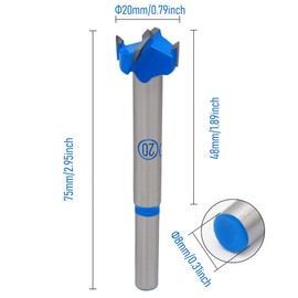 Skweawert Forstner Drill Bit 25/32 Inch / 20mm Tungsten Carbide Wood Hole Saw Auger Opener Round Handle 0.79" Woodworking Hinge Hole Drilling Boring Bit Cutter for Pressed Board Plastic Wood