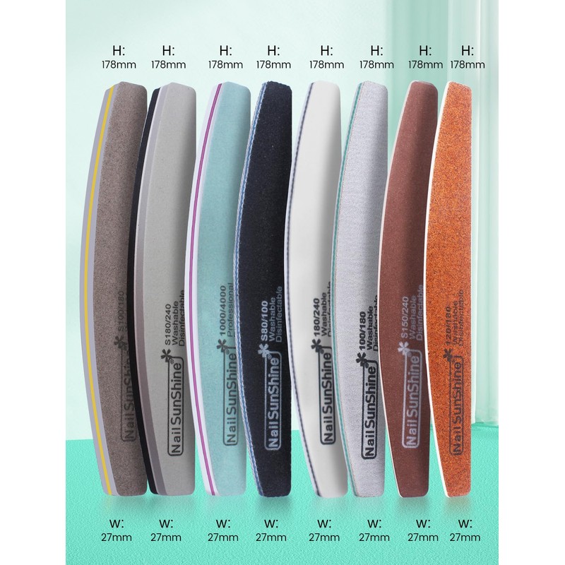Nail File Buffer Set 8 Pieces 80/100/120/150/180/240/1000/4000 Grit Nail File