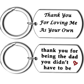 Nzztont 2 PCS Dad Gifts Keychains For Father In Law Thank You Father's Day Gift Stepdad Gifts Step Dad Keychain from Daughter Son