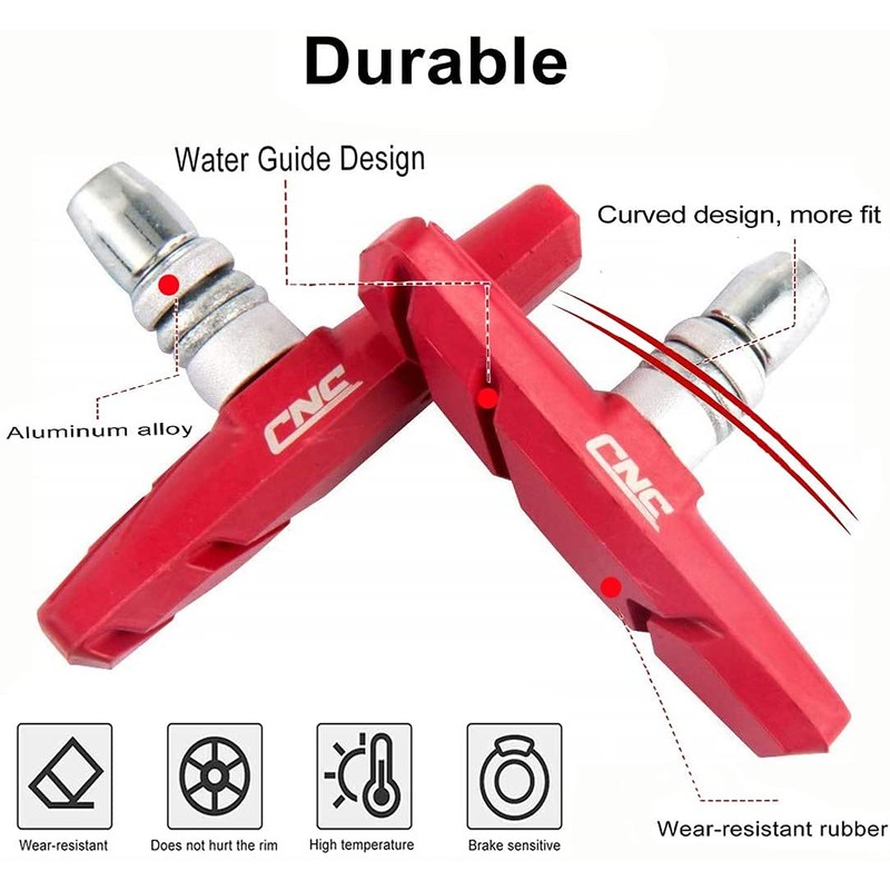 V-Brake Pads 70 mm Bicycle Red 2 Pairs